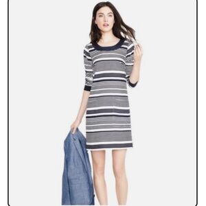 J CREW striped shift dress with front pockets